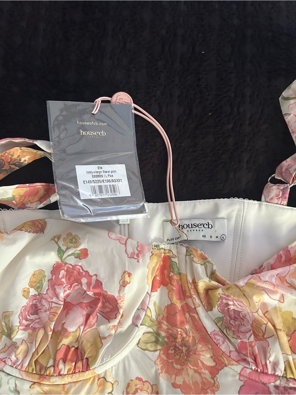 House of CB Cream Midi Dress with Pink & Yellow Floral Print - Picture 2 of 3